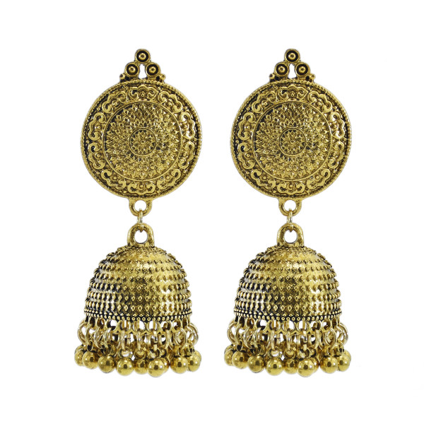 E-5958 Vintage Indian Jhumka Earrings for Women Bohemian Gold Silver Metal Bells Tassel Earring Gypsy Party Jewelry Gift