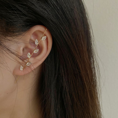 E-5959 Ear Wrap Earrings Crawler Hook Earrings Rhinestone Piercing Ear Cuff for Women Girls