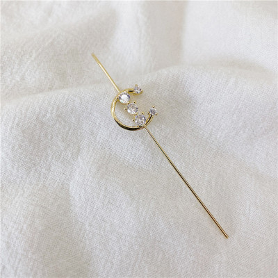 E-5959 Ear Wrap Earrings Crawler Hook Earrings Rhinestone Piercing Ear Cuff for Women Girls