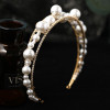 F-0826 Big Pearl Bridal Headband Crystal Rhinestones Gold Silver Tiara Queens Princess Crown for Women Girls Wedding Birthday
