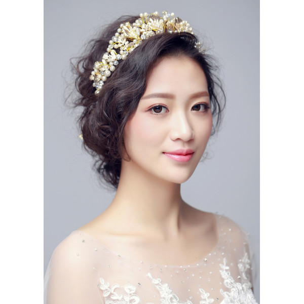 F-0825 Fashion Bridal European Crown Baroque Pearl Rhinestone Hair Accessories Bridal Dress Accessories Handmade Bridal Headwear