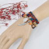 B-1093 5 layers rice beads crystal beaded coin wings pendant bracelet party gift women jewelry