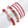 B-1093 5 layers rice beads crystal beaded coin wings pendant bracelet party gift women jewelry