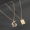 N-7439 Fashion Gold Layered Necklace for Women Rhinestone Dragon Rose Pendant  Choker Chain Necklaces