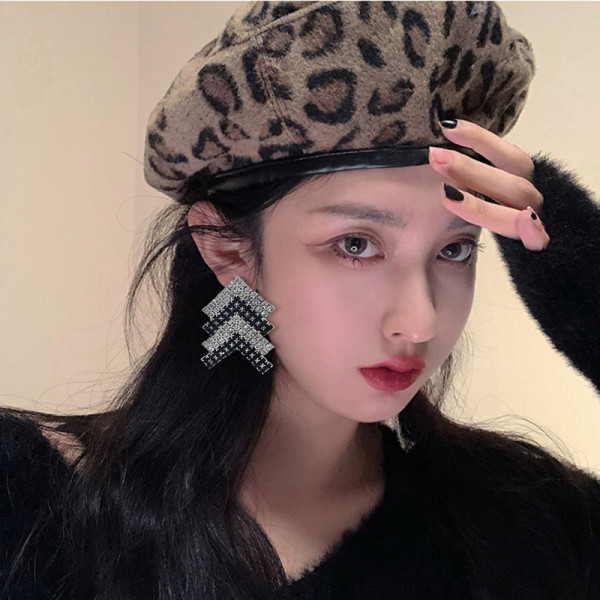 E-5962 Creative colorful crystal V shape drop Earrings for Women Girls stud Earrings Christmas Jewelry Gift