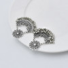 E-5965 Boho Retro Silver Beaded Tassel Dangle Earring for Women  Indian Gypsy Carved Flowers Drop  Earrings