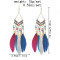 E-5967 Bohemian Vintage gold Metal Long Feather Tassel Drop Dangle Earring Gypsy Tribal Festival Party Jewelry Gift