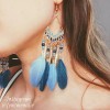 E-5967 Bohemian Vintage gold Metal Long Feather Tassel Drop Dangle Earring Gypsy Tribal Festival Party Jewelry Gift
