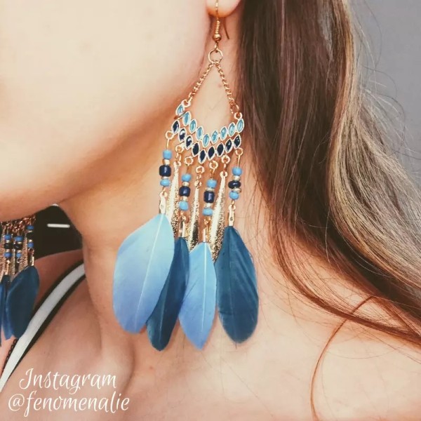 E-5967 Bohemian Vintage gold Metal Long Feather Tassel Drop Dangle Earring Gypsy Tribal Festival Party Jewelry Gift