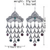 E-5968 Retro Silver Tassel Dangle Earrings for Women  Indian Gypsy Carved Flowers Rhinestone Drop  Earrings