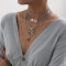 N-7444 Silver Layered Letter Necklace for Women Girls Thin Choker Chain Lovely Cherry Dice Fashion Pendant Necklaces
