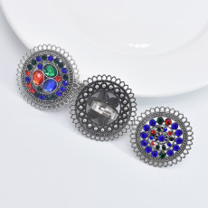 R-1536 Bohemian Vintage silver crystal Adjustable Finger Ring Women Gypsy Jewelry