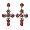 E-5971 Fashion Wedding Jewelry Drop Earrings Renaissance Style Blood Red Crystal Filigree Baroque Cross Earrings