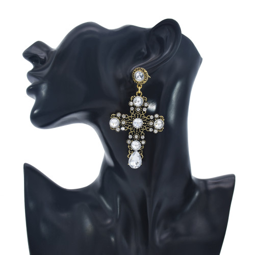 E-5971 Fashion Wedding Jewelry Drop Earrings Renaissance Style Blood Red Crystal Filigree Baroque Cross Earrings