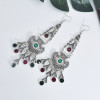 E-5974 Fashion Vintage Wedding Jewelry Drop Earrings Renaissance silver alloy heart Red Crystal tassel Earrings