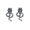 E-5977 Punk Snake Shape Dangle Drop Earrings for Women Vintage Silver Rhinestone Snakes Stud Earrings