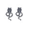 E-5977 Punk Snake Shape Dangle Drop Earrings for Women Vintage Silver Rhinestone Snakes Stud Earrings