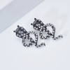E-5977 Punk Snake Shape Dangle Drop Earrings for Women Vintage Silver Rhinestone Snakes Stud Earrings