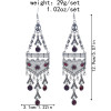 E-5978 Bohemian Vintage Silver Metal Rhinestone Long Tassel Hanging Earrings for Women Indian Party Jewelry Gift
