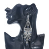 E-5978 Bohemian Vintage Silver Metal Rhinestone Long Tassel Hanging Earrings for Women Indian Party Jewelry Gift