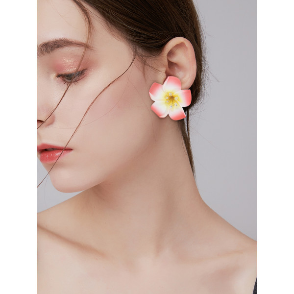 E-5979 Bohemian Fashion purple white red Big Flower stud Earring Festival Party Jewelry Gift