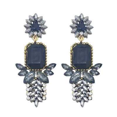 E-5984 Rhinestone Flower Dangle Earrings for Women Crystal Boho Drop Earrings for Bride Wedding