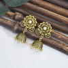 E-5985 Indian Gold Metal Jhumka Earrings for Women Carved Flower Pearl Tassel Statement Earring Party Jewelry