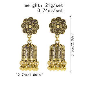 E-5990 Indian Jhumka Earrings for Women Silver Gold Metal Flower Bells Tassel Earring Wedding Party Jewelry