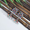 E-5991 Vintage Indian Jhumka Earrings for Women Silver Metal Flower Bells Tassel Earring Wedding Party Jewelry