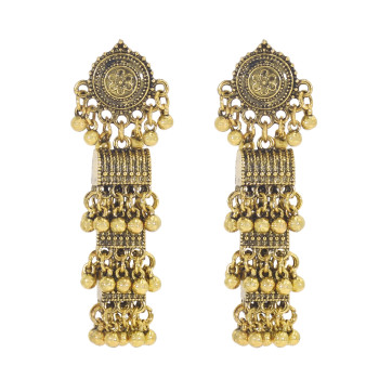 E-5994 Vintage Indian Jhumka Earrings for Women Silver Gold Metal Flower beaded Tassel Earring Wedding Party Jewelry