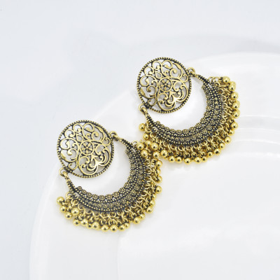 E-5996 Vintage Hollow Dangle Earrings for Women Indian Ethnic Jhumka Bells Tassel Drop Earrings Jewelry
