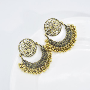 E-5996 Vintage Hollow Dangle Earrings for Women Indian Ethnic Jhumka Bells Tassel Drop Earrings Jewelry