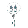 N-7451 Vintage silver color Rhinestone tassel necklace earring set female bohemian gypsy party jewelry set