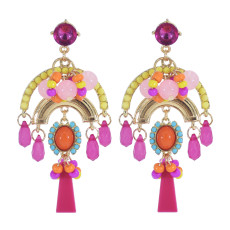 E-5999 Colorful Beads Bohemian Dangle Earrings for Women Crystal Boho Tassel Drop Earrings
