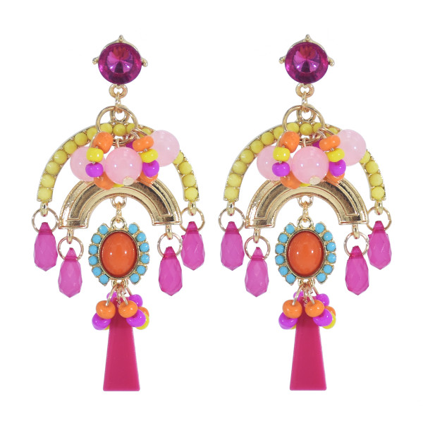E-5999 Colorful Beads Bohemian Dangle Earrings for Women Crystal Boho Tassel Drop Earrings
