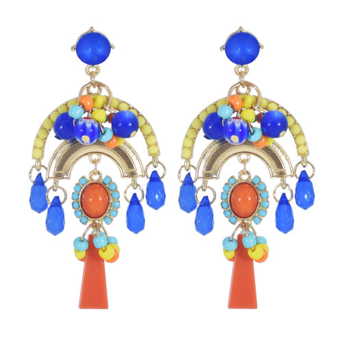 E-5999 Colorful Beads Bohemian Dangle Earrings for Women Crystal Boho Tassel Drop Earrings