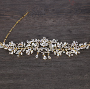 F-0835 Bridal Rhinestone  Headband Crystal Flower Boho Forehead Accessories Hair Jewelry