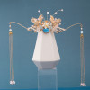 F-0836 Fashion Vintage Green Rhinestone Crystal Tassel Hairpins Hair Combs Sets for Bridal Chinese Style Wedding Hair Accessories