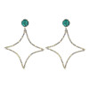 E-6002 Shiny Star Dangle Earrings for Women Green Crystal Rhinestone Boho Cute Drop Earrings