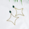 E-6002 Shiny Star Dangle Earrings for Women Green Crystal Rhinestone Boho Cute Drop Earrings