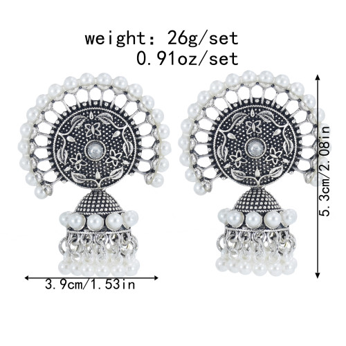 E-6003 Vintage Gold Silver Bell Drop Dangle Earrings Carving Flower Hat Shape Indian Earrings For Women Jewelry