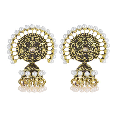 E-6003 Vintage Gold Silver Bell Drop Dangle Earrings Carving Flower Hat Shape Indian Earrings For Women Jewelry
