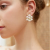E-6008 Shiny Colorful Flower Stud Earrings for Women White pearl Crystal Rhinestone stud earrings Jewelry