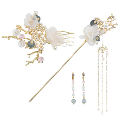 F-0842 Antique headdress Hanfu headdress hair comb Hair stick Earrings set Hanfu Jewelry hair accessories