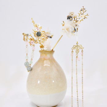 F-0842 Antique headdress Hanfu headdress hair comb Hair stick Earrings set Hanfu Jewelry hair accessories