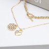 N-7460 Fashion Gold Layered Necklace for Women Rhinestone Dragon Heart Pendant  Choker Chain Necklaces