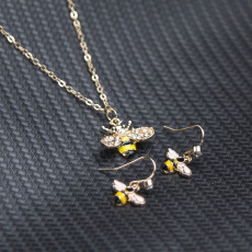 N-7461 Korean Fashion Cartoon cute Animal insect bee earrings necklace Sets for women Girl weddings party Jewelry sets
