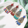 E-6010 Bohemian Indian Style Earrings For Women Long Pendant Hollow Flower Party Gift Alloy Jewelry