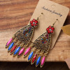 E-6010 Bohemian Indian Style Earrings For Women Long Pendant Hollow Flower Party Gift Alloy Jewelry