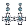 E-6013 Fashion Vintage Cute Rainbow Crystal Rhinestone Pearl Heart Seed Beaded Eye Drop Earrings for Women Jewelry